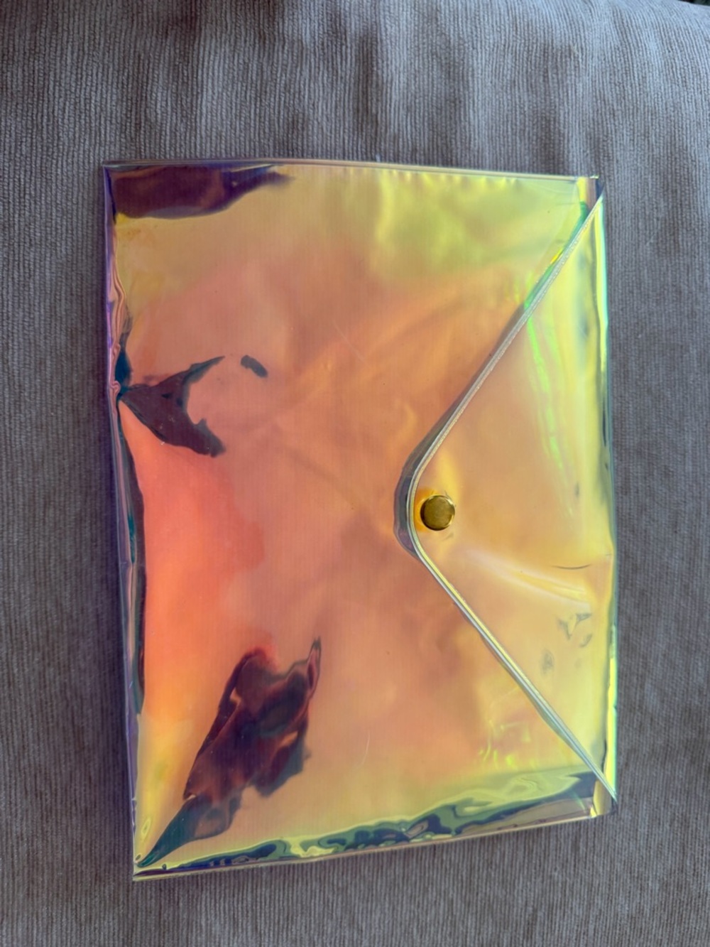 Iridescent Holographic Envelope Clutch - Pink/Gold Shift